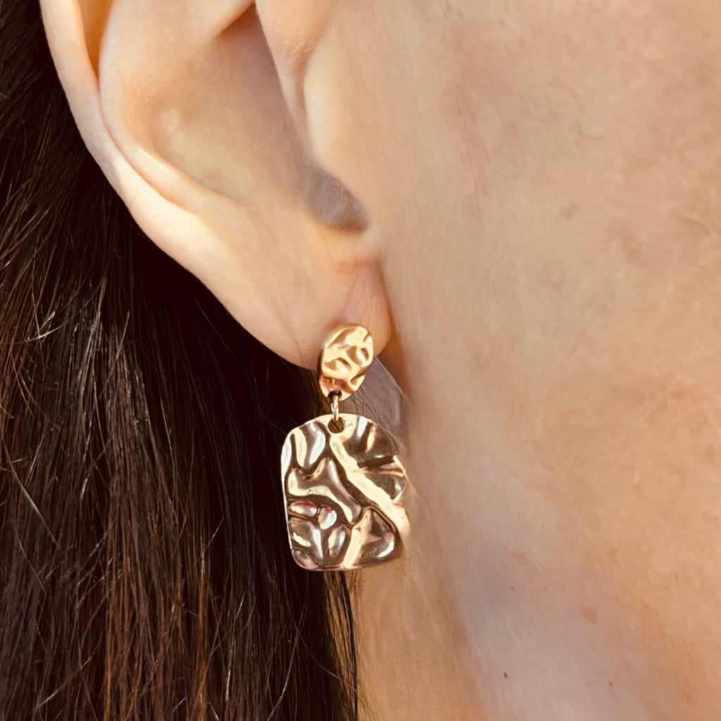 Rose Gold Stainless Steel Rectangle Earrings