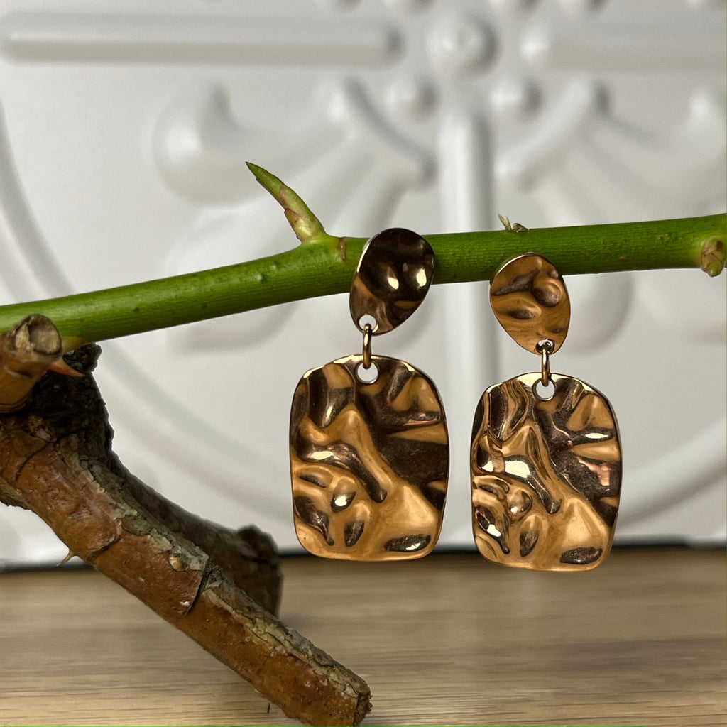 Rose Gold Stainless Steel Rectangle Earrings