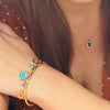 Gold Stainless Steel Aqua Charm Bracelet