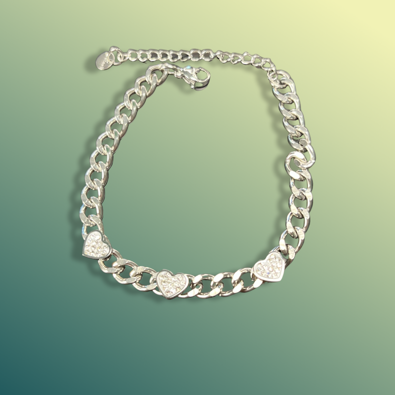 Silver Stainless Steel Heart Bracelet