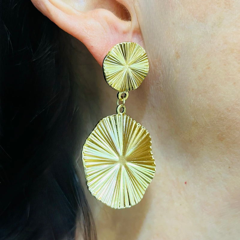 Gold Round Large Earrings