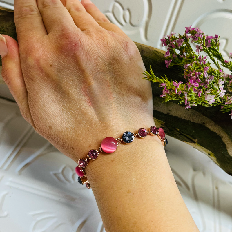 Rose Gold Pink & Purple Crystal Bracelet
