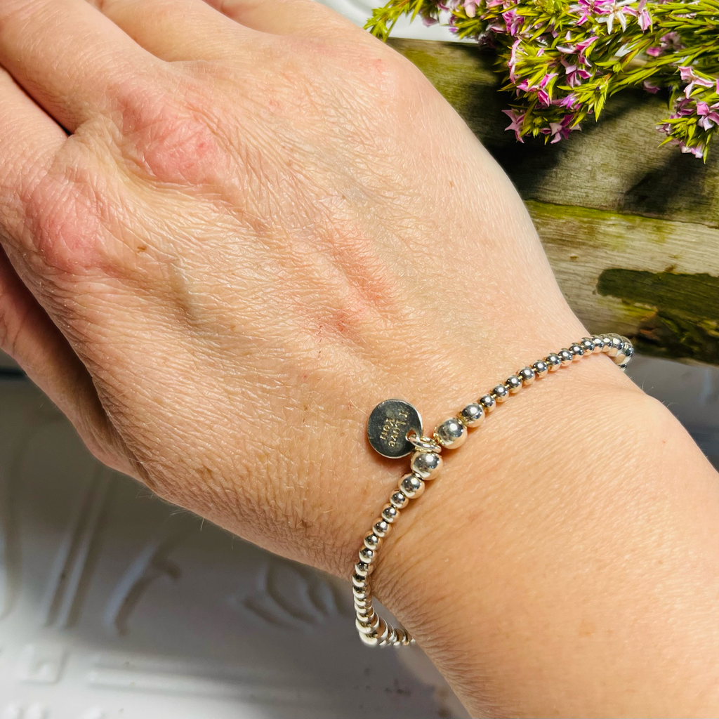 Silver Sterling Silver I Love You Charm Bracelet