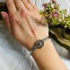 Silver Flower & Hammered Design Bracelet