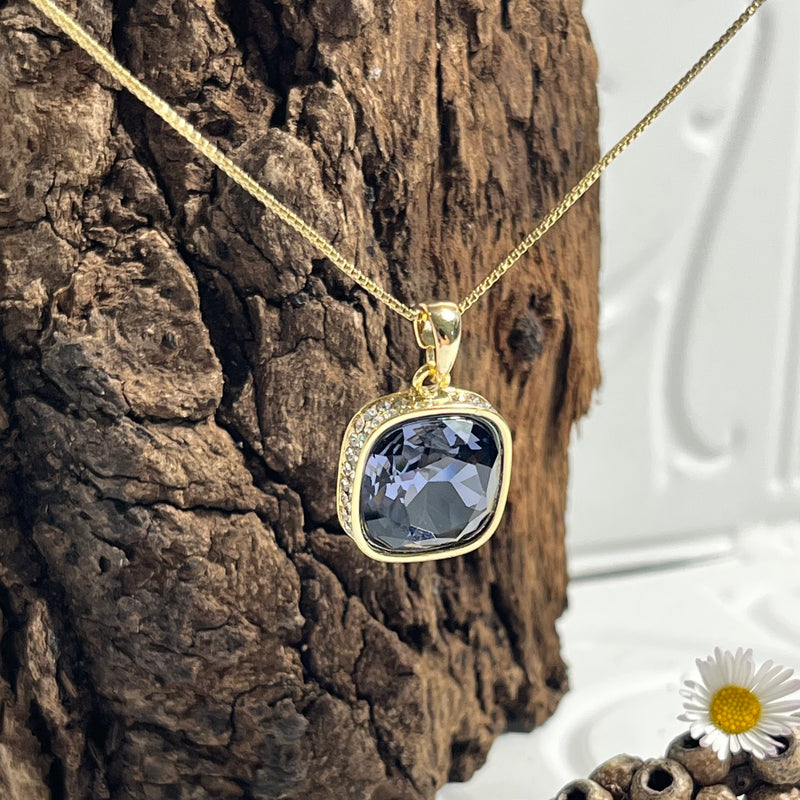 Gold Necklace with Deep Purple Crystal