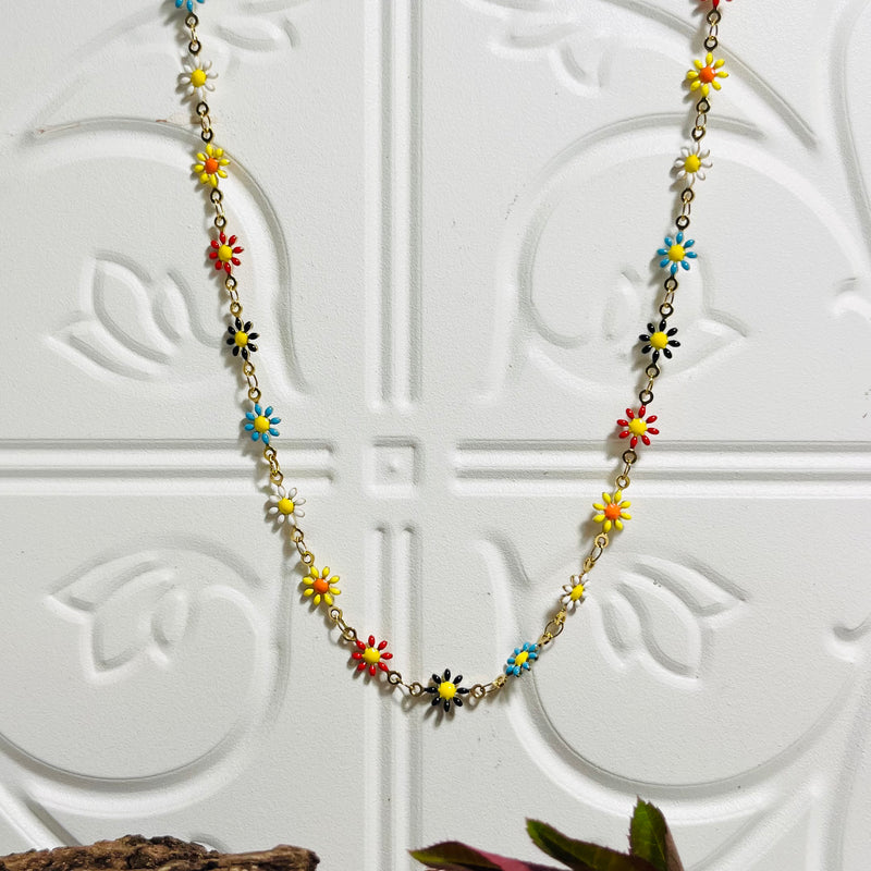 Colourful Gold Daisy Necklace