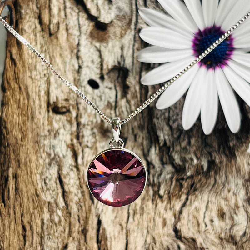 Swarovski Crystal Round Burgundy Necklace