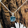 Platinum plated Blue Swarovski Crystal Pendant