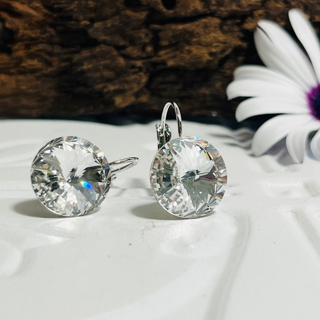 Silver Swarovski Elements Clear Crystal Earrings.