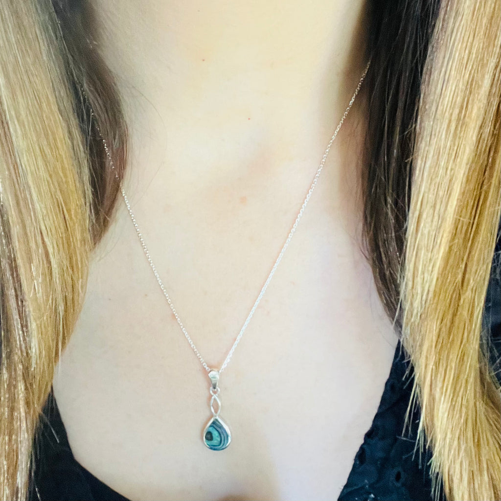 Sterling Silver Tear Shaped Paua Shell Necklace