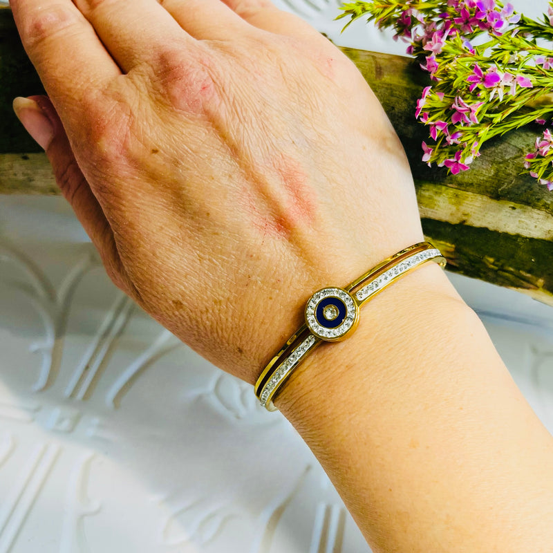 Gold clear crystal & navy blue Bracelet