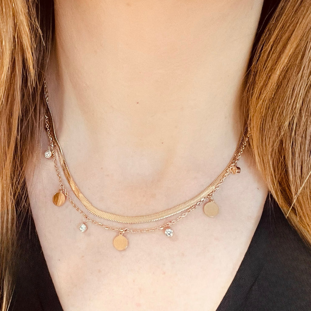 Rose Gold Stainless Steel Layered Necklace