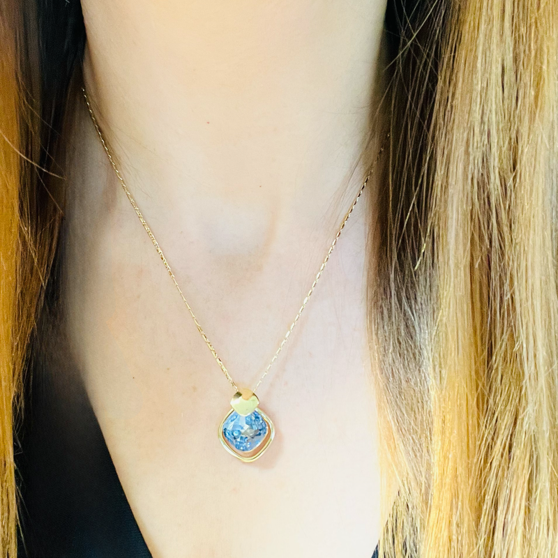 Gold & Pale Blue Crystal Necklace