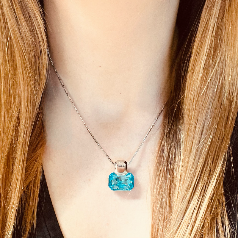 Silver & Aqua Crystal Necklace