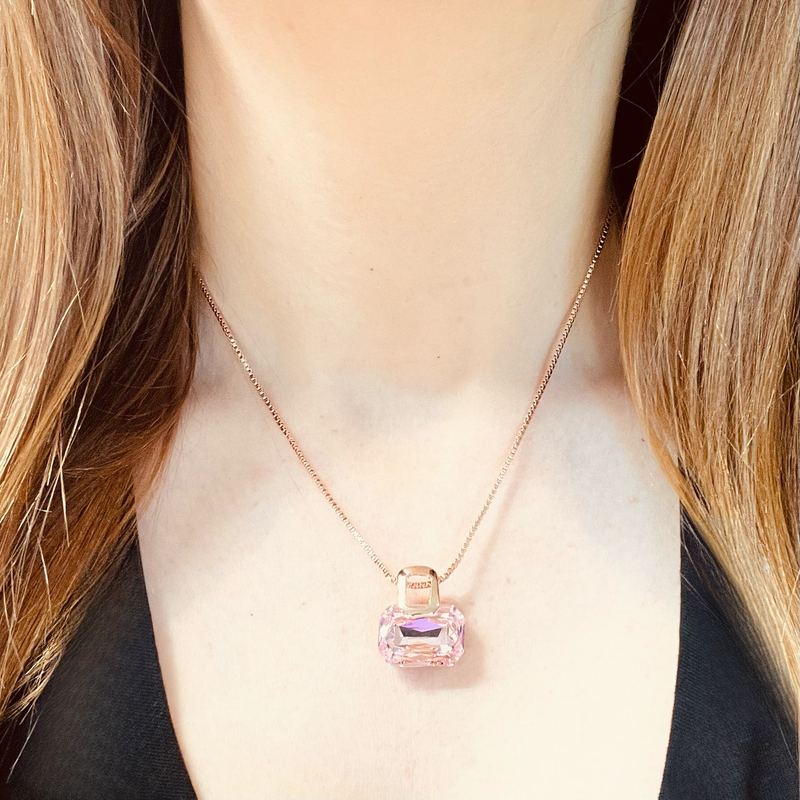 Rose gold  & Pale Pink Crystal Necklace