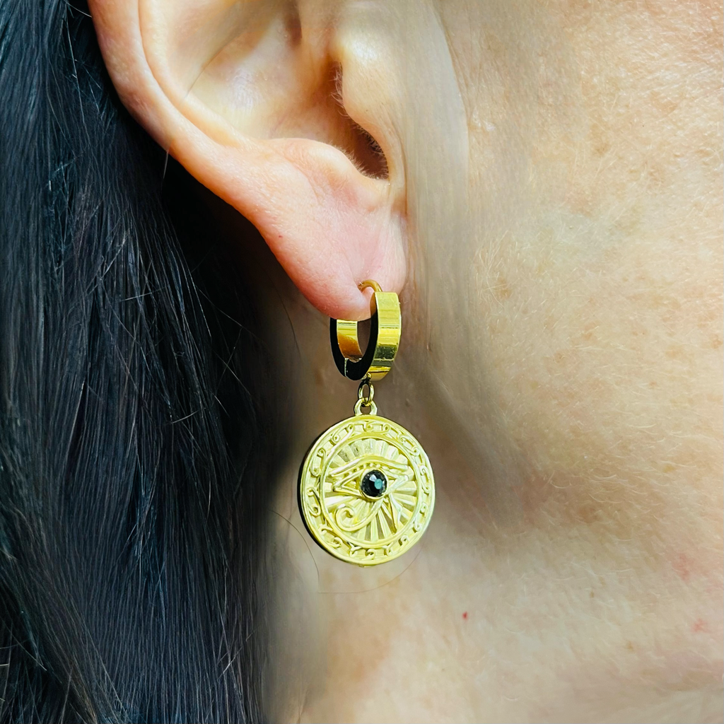 Gold Eye Of Horus Earrings