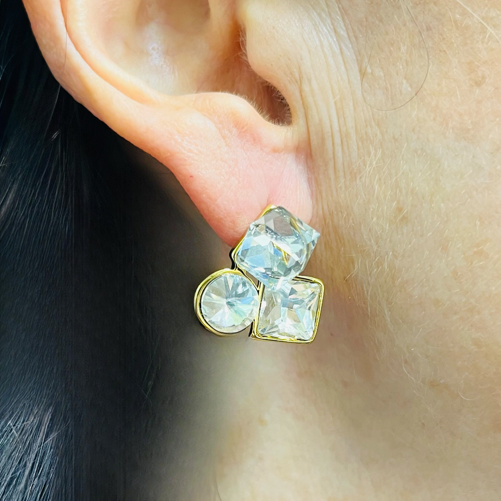 Gold & Clear Crystal Earrings