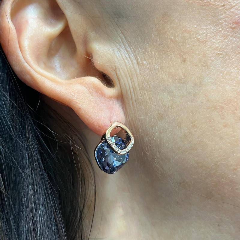 Rose gold & Purple Crystal Earrings