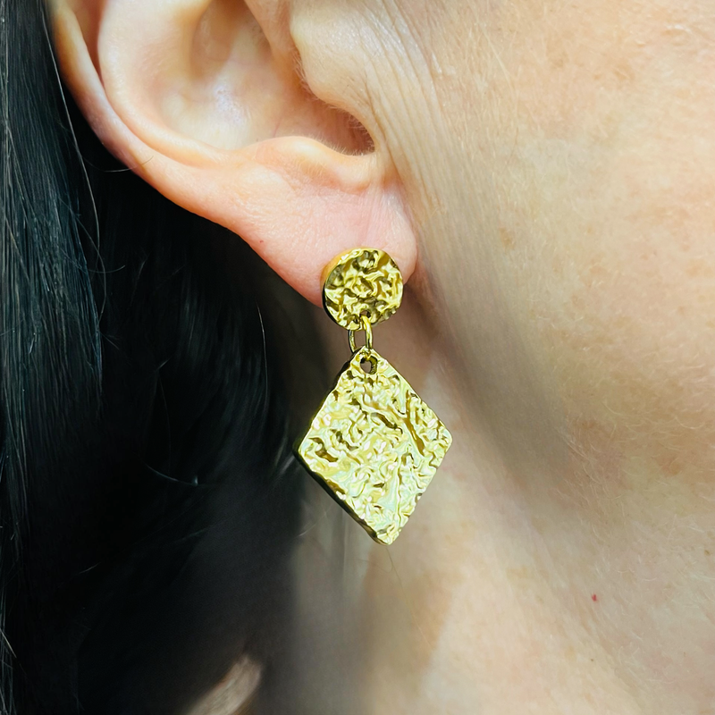 Gold Hammered Earrings