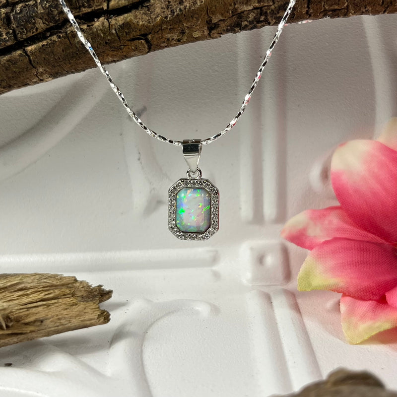 Silver Sterling Silver Opal Necklace