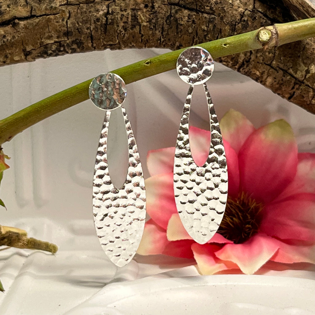 Sterling Silver Hammered Statement Earrings