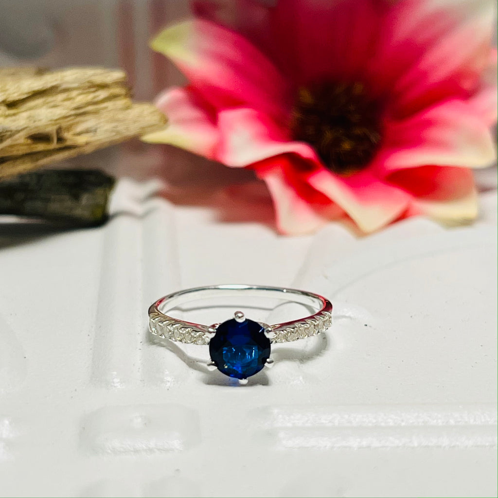 Sterling Silver Royal Blue Crystal Ring