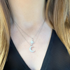 Silver Star & Moon Double Necklace