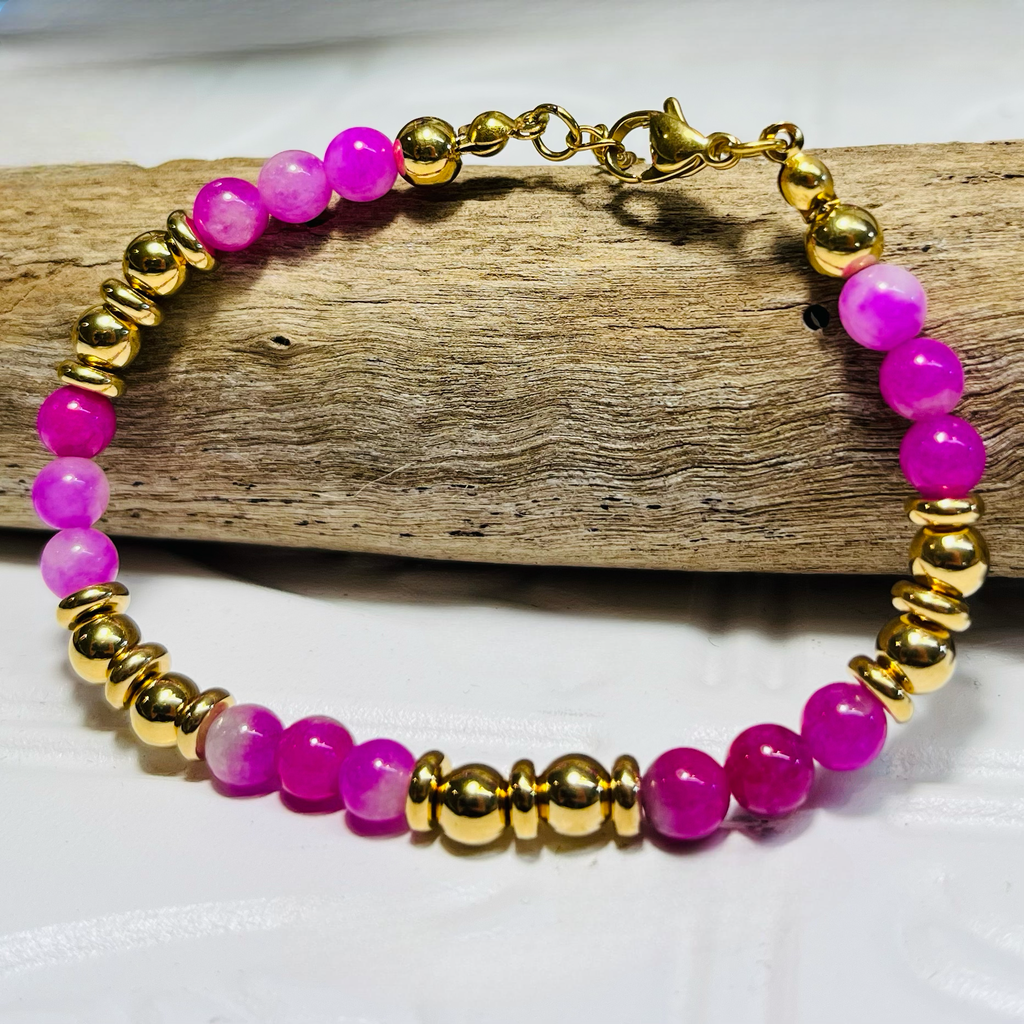 Pink & Green Beaded Necklace
