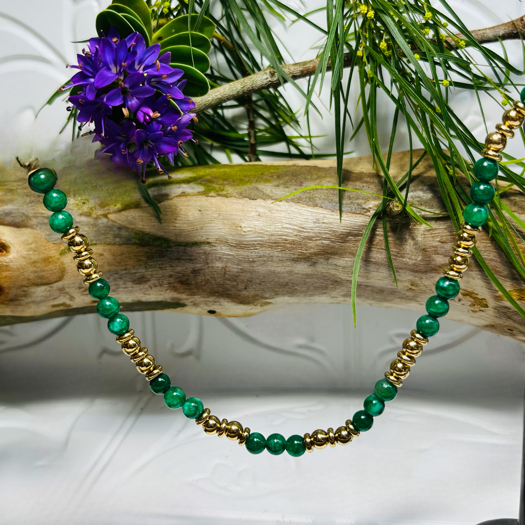 Green & Gold Beaded Necklace