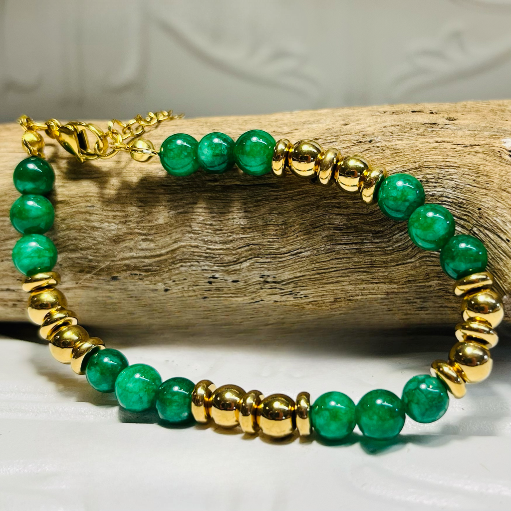 Green & Gold Beaded Necklace