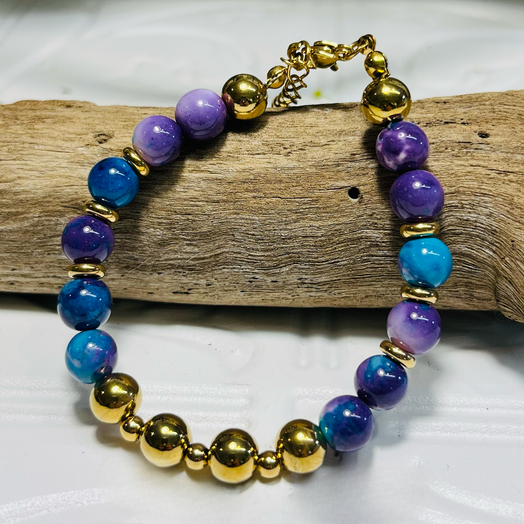 Purple & Blue Beaded Necklace