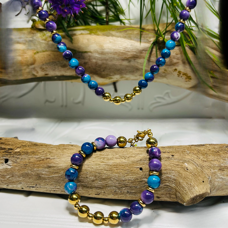 Purple & Blue Beaded Necklace