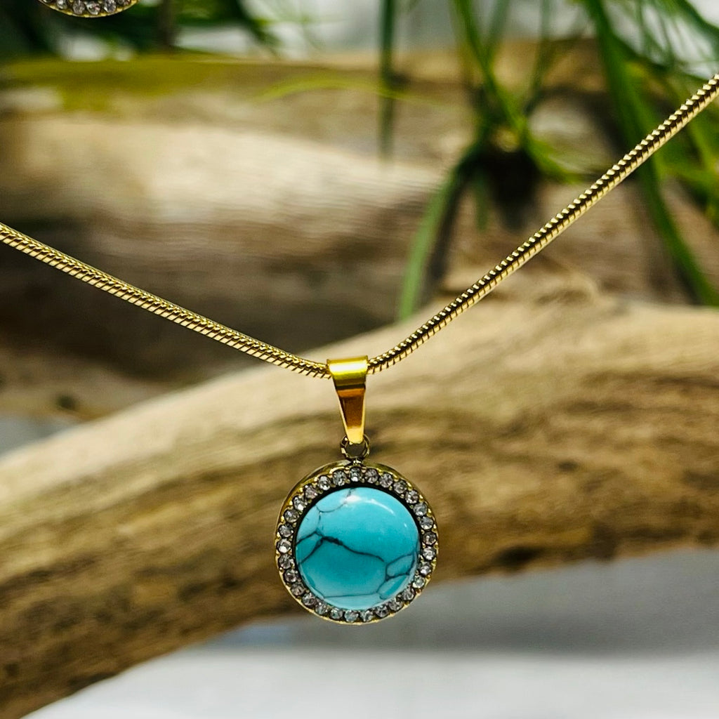 Gold & Aqua Necklace