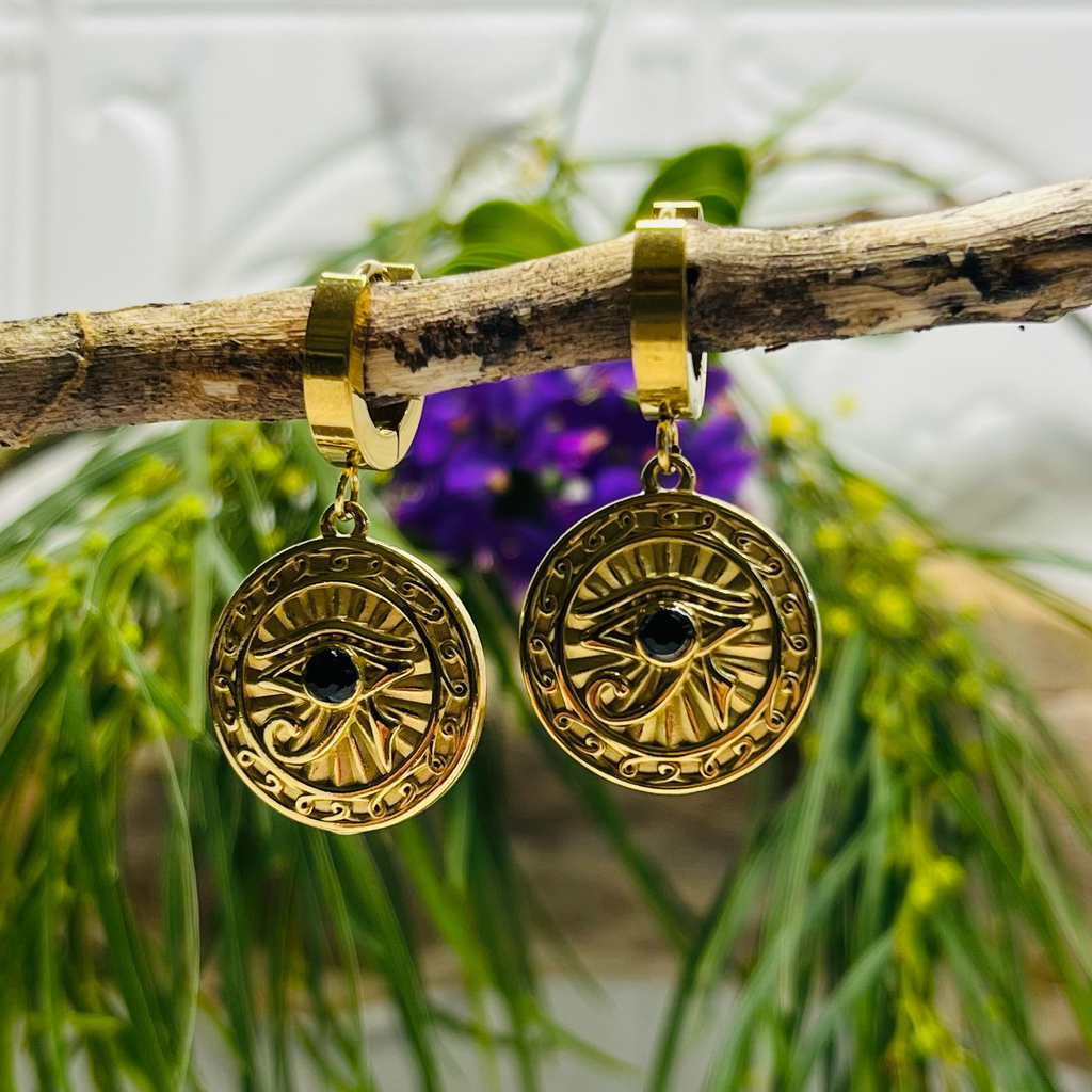 Gold Eye Of Horus Earrings