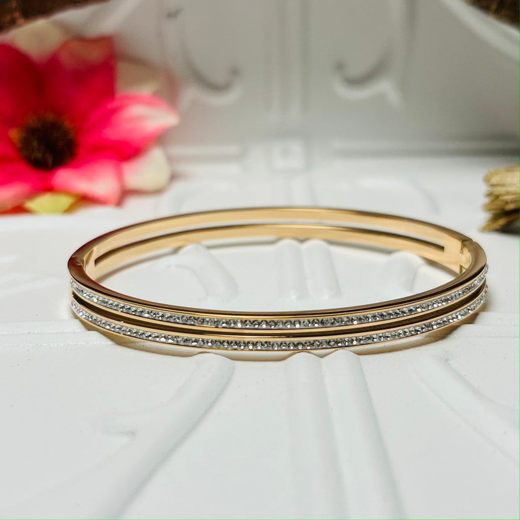 Rose Gold Double Brand Crystal Bracelet