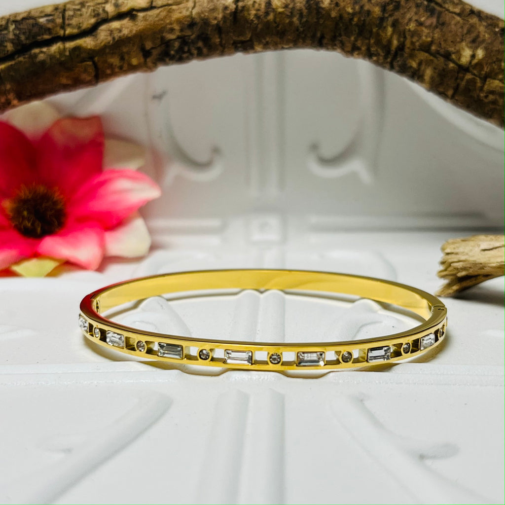 Gold & Clear Crystal Cubic Zirconia Bracelet