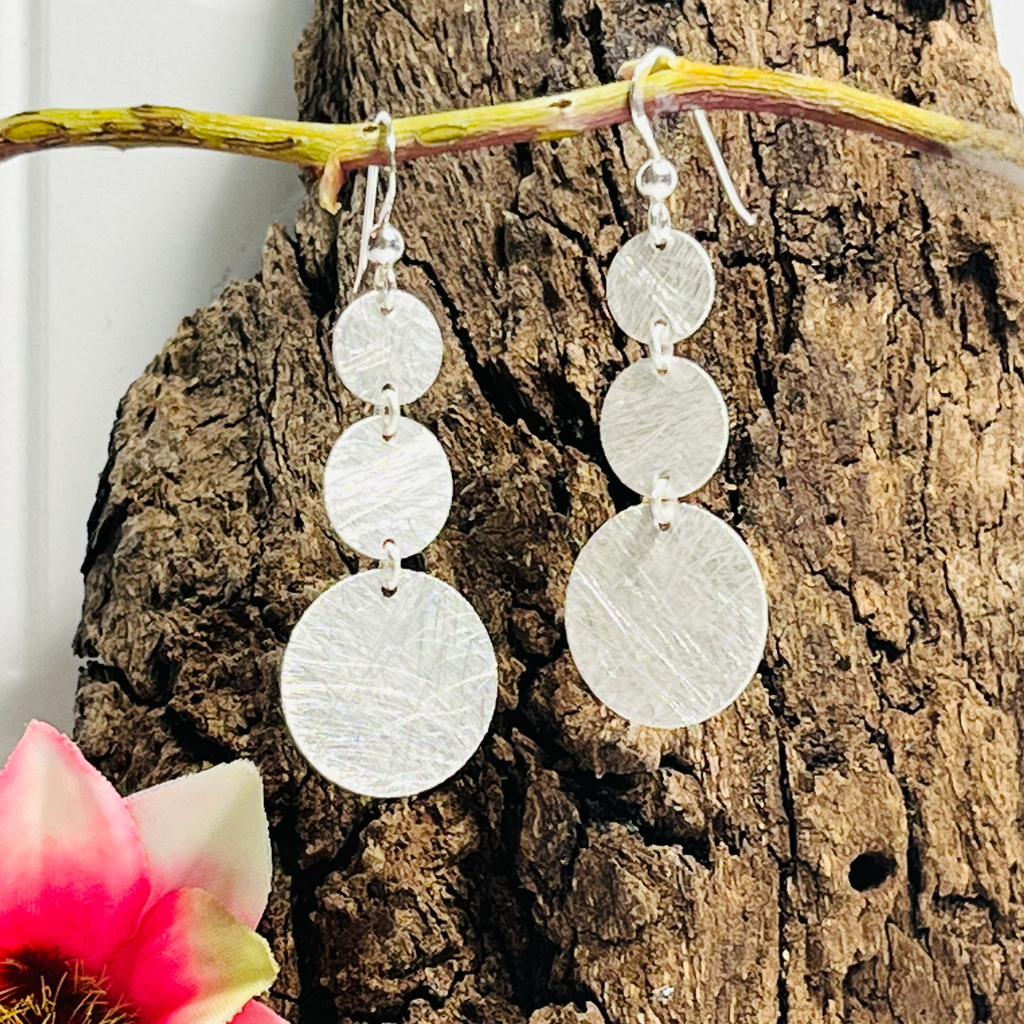 Sterling Silver Drop Down Circles Earrings