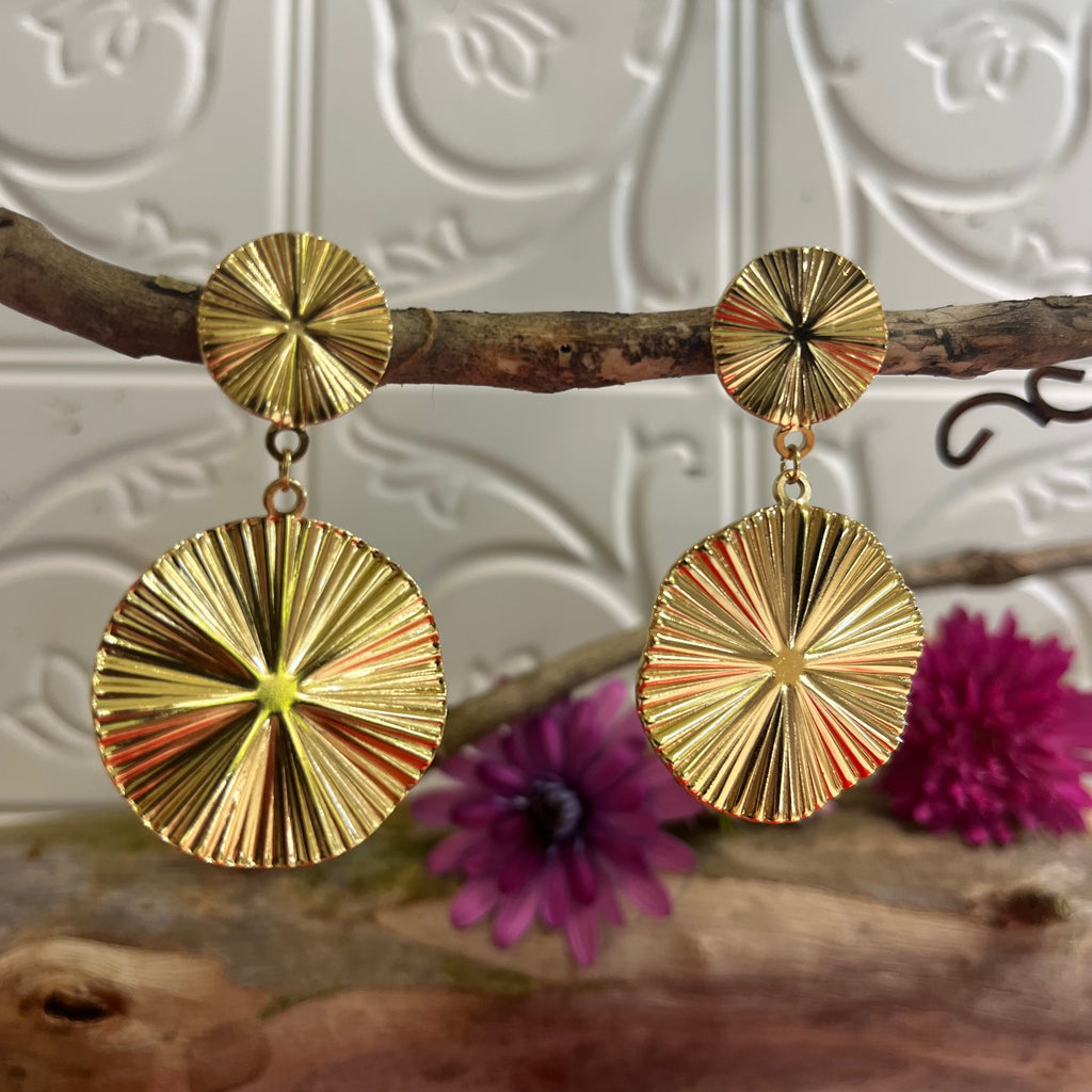 Gold Round Large Earrings