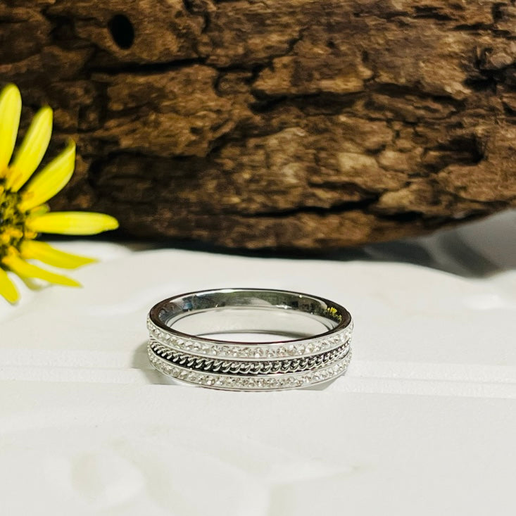 Stainless Steel Crystal Ring