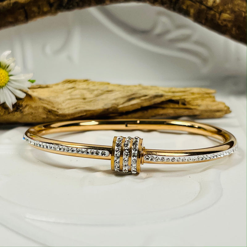 Rose Gold Clear Crystal Bangle