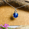 Silver Royal Blue Crystal Round Necklace