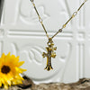 Gold Cross & Clear Crystal Necklace