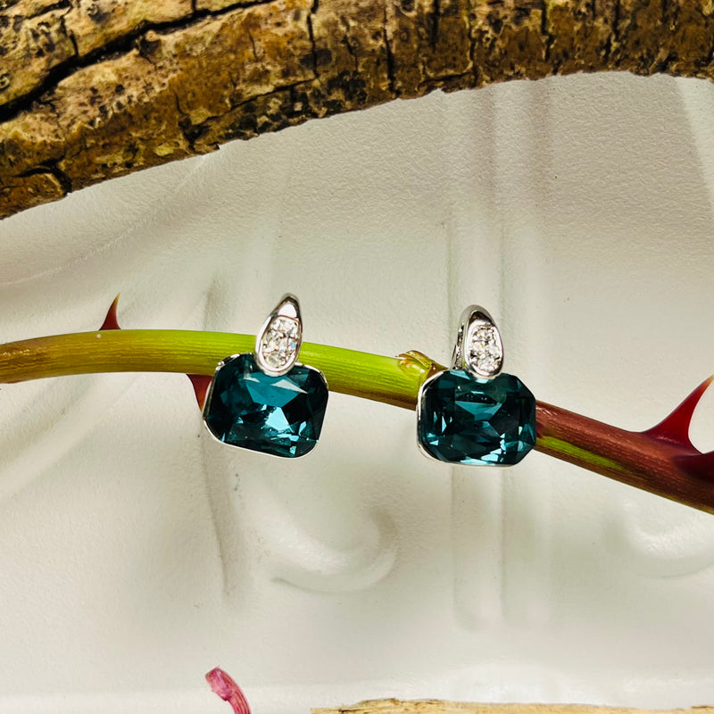 Silver & Blue Crystal Earrings
