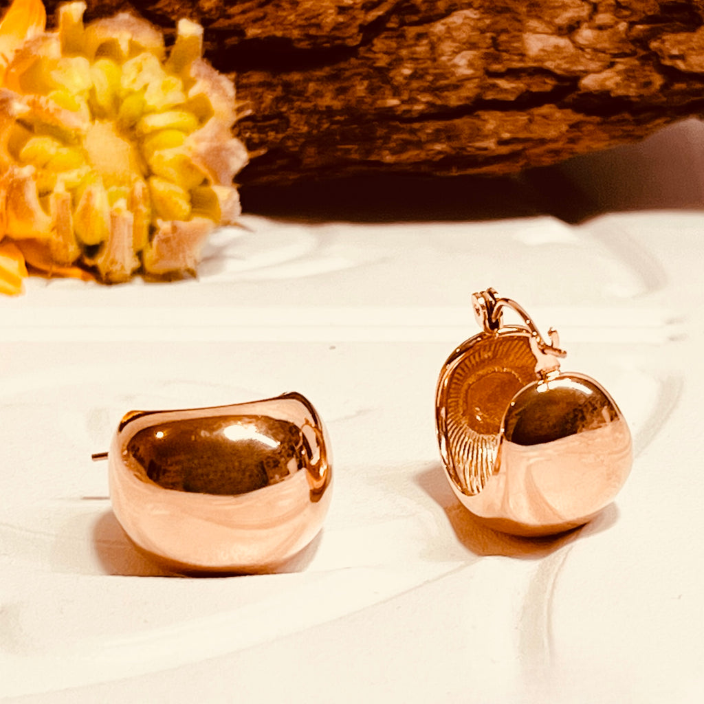 Rose Gold Half Circle Earrings