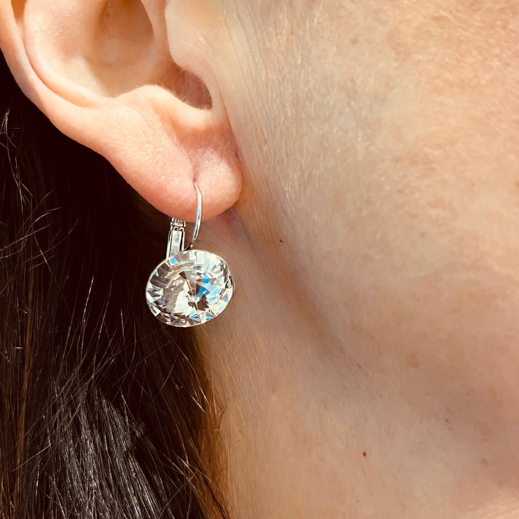Silver Swarovski Clear Crystal Earrings