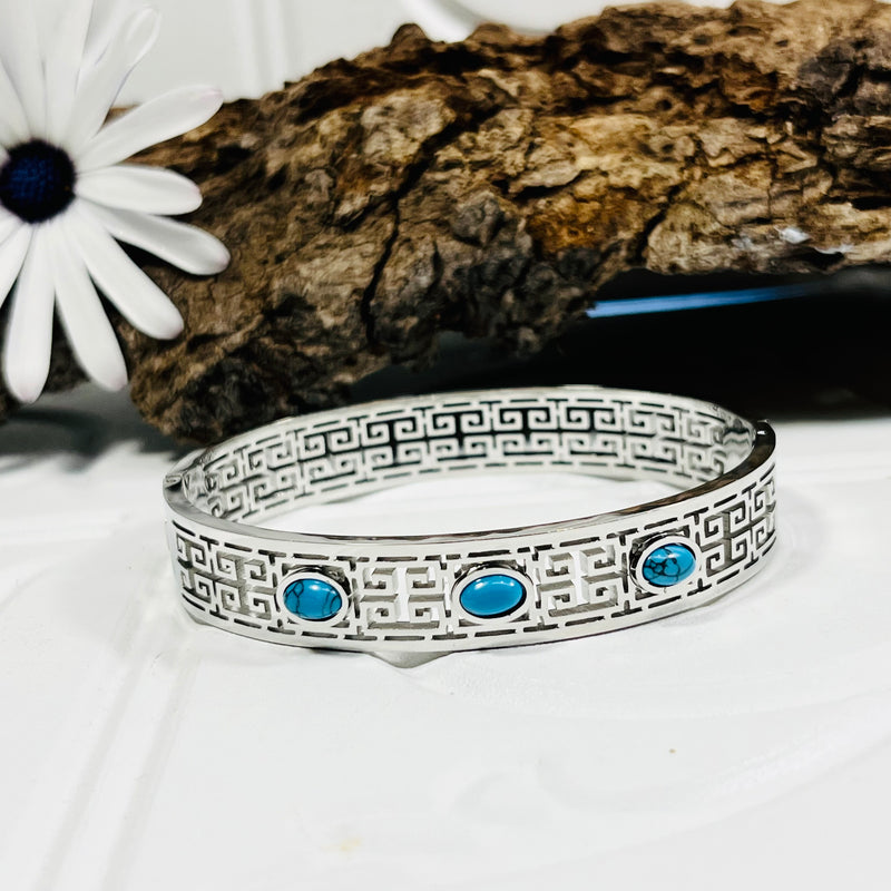 Silver & Turquoise Stone Bangle