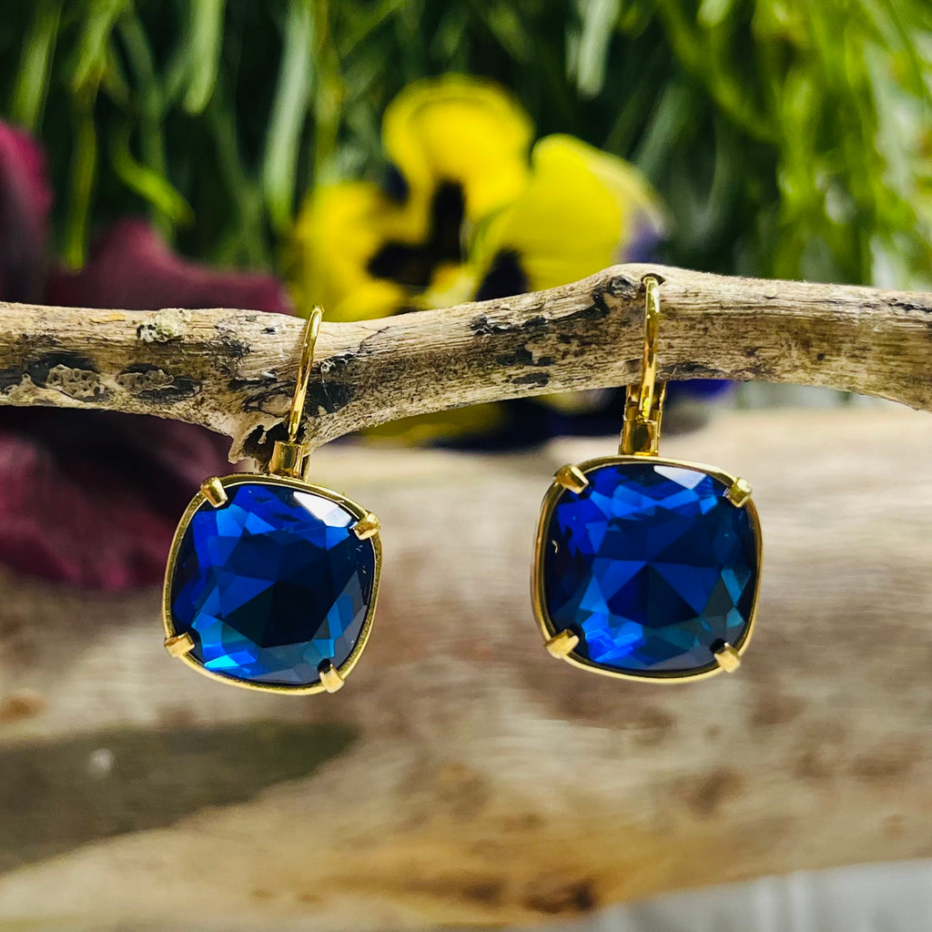 Gold Royal Blue Earrings