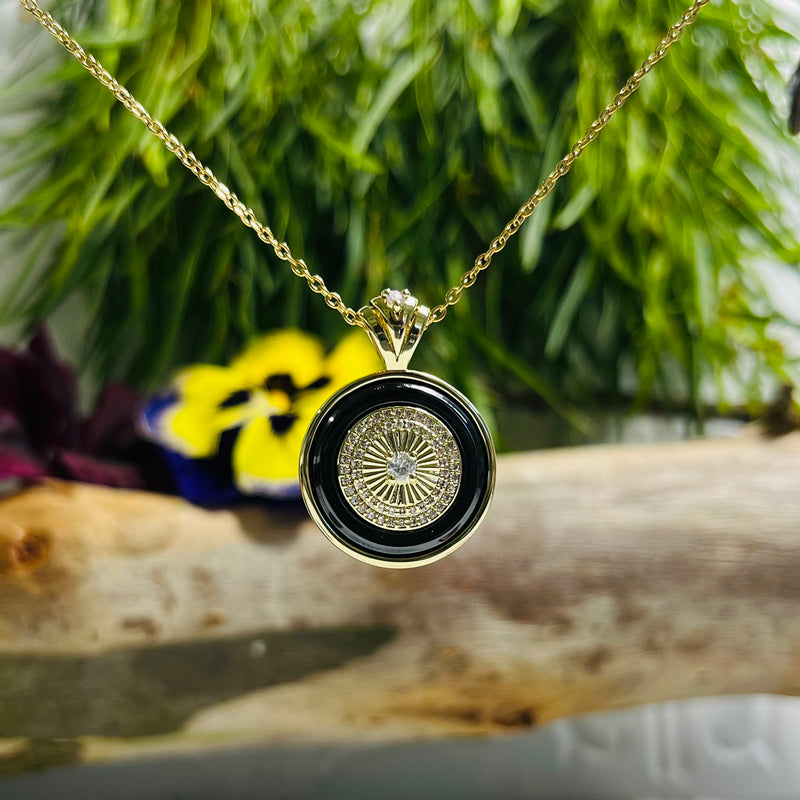 Gold & Black Crystal Necklace