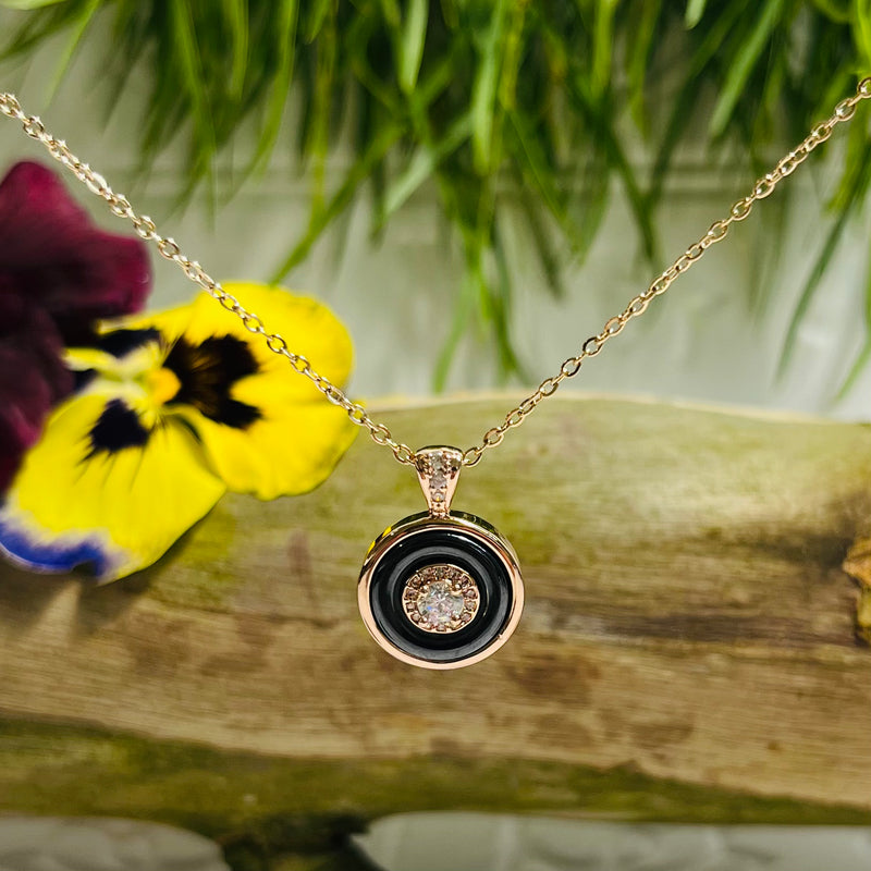 Rose Gold & Black Crystal Necklace