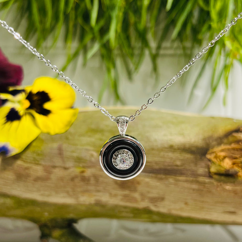 Silver & Black Crystal Necklace